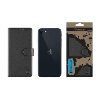 iPhone SE 2 (2020) / 8 4.7 / 7 4.7 TACTICAL FIELD NOTES tok álló, bőr hatású FLIP, prémium, FEKETE