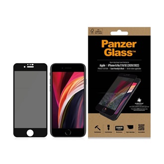 iPhone SE 2 PANZERGLASS EDGE-TO-EDGE ANTIBACTERIAL PRIVACY képernyővédő üveg antibakteriális, betekintés védelem, FEKETE