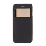 iPhone SE 3 (2022) Gigapack Tok álló, bőr hatású FLIP, ablakos, FEKETE