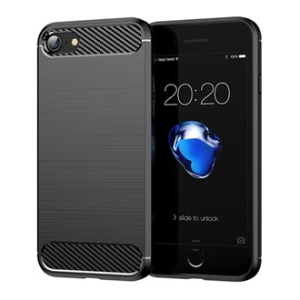 iPhone SE 3 (2022) / SE 2 (2020) / 8 4.7 GIGAPACK Szilikon telefonvédő ütésállóság, karbon minta, FEKETE