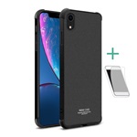 iPhone XR 6.1 IMAK szilikon telefonvédő ütésállóság, matt + képernyővédő fólia, FEKETE