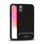 iPhone XR 6.1 IPAKY szilikon telefonvédő műanyag keret, karbon minta, FEKETE