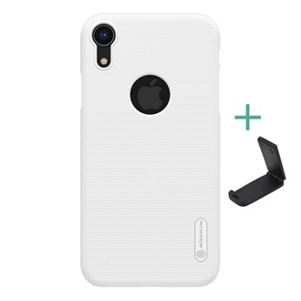 iPhone XR 6.1 NILLKIN SUPER FROSTED műanyag telefonvédő gumírozott, logó kivágás + asztali tartó, FEHÉR
