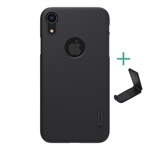 iPhone XR 6.1 NILLKIN SUPER FROSTED műanyag telefonvédő gumírozott, logó kivágás + asztali tartó, FEKETE