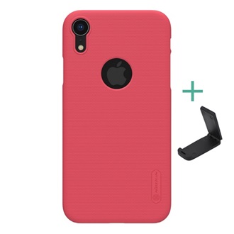 iPhone XR 6.1 NILLKIN SUPER FROSTED műanyag telefonvédő gumírozott, logó kivágás + asztali tartó, PIROS