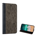 iPhone XS 5.8 Gigapack tok álló, bőr hatású FLIP, faerezet minta, SZÜRKE