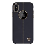 iPhone XS 5.8 NILLKIN ENGLON műanyag telefonvédő bőr hatású, logó kivágás, FEKETE