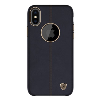 iPhone XS 5.8 NILLKIN ENGLON műanyag telefonvédő bőr hatású, logó kivágás, FEKETE