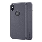 iPhone XS 5.8 NILLKIN SPARKLE műanyag telefonvédő FLIP, logó kivágás, FEKETE