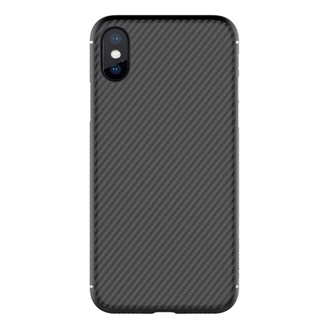 iPhone XS 5.8 NILLKIN SYNTHETIC FIBER műanyag telefonvédő környezetbarát, karbon minta, FEKETE