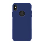 iPhone XS Max 6.5 4-OK SILK műanyag telefonvédő gumírozott, logó kivágás, SÖTÉTKÉK