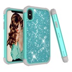 iPhone XS Max 6.5 Gigapack Defender szilikon telefonvédő ütésállóság, flitteres, CYAN