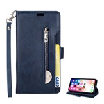 iPhone XS Max 6.5 Gigapack Tok álló, bőr hatású FLIP, kézpánt, SÖTÉTKÉK