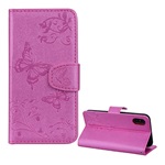 iPhone XS Max 6.5 Gigapack tok álló, bőr hatású FLIP, pillangó, RÓZSASZÍN