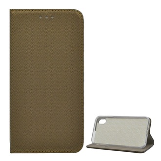 iPhone XS Max 6.5 Gigapack tok álló, bőr hatású FLIP, rombusz, ARANYBARNA