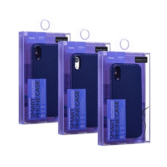 iPhone XS Max 6.5 HOCO DELICATE SHADOW szilikon telefonvédő karbon minta, logó kivágás, SÖTÉTKÉK