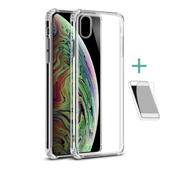 iPhone XS Max 6.5 IMAK szilikon telefonvédő ütésállóság, légpárnás sarok + képernyővédő fólia, ÁTLÁTSZÓ