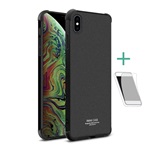iPhone XS Max 6.5 IMAK szilikon telefonvédő ütésállóság, matt + képernyővédő fólia, FEKETE