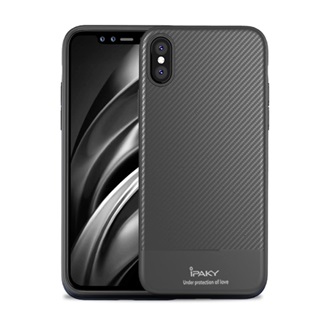 iPhone XS Max 6.5 IPAKY szilikon telefonvédő ultravékony, karbon minta, SZÜRKE