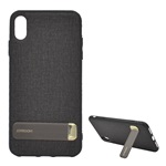 iPhone XS Max 6.5 JOYROOM szilikon telefonvédő textil bevonat, kitámasztó, FEKETE