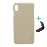 iPhone XS Max 6.5 NILLKIN SUPER FROSTED műanyag telefonvédő gumírozott, érdes felület + asztali tartó, ARANY