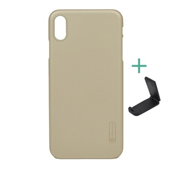 iPhone XS Max 6.5 NILLKIN SUPER FROSTED műanyag telefonvédő gumírozott, érdes felület + asztali tartó, ARANY