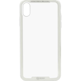 iPhone XS Max 6.5 ROAR Glass Airframe telefonvédő szilikon keret BUMPER, üveg hátlap, FEHÉR